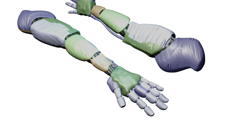 Mechanical arms — angled view of armor and hands