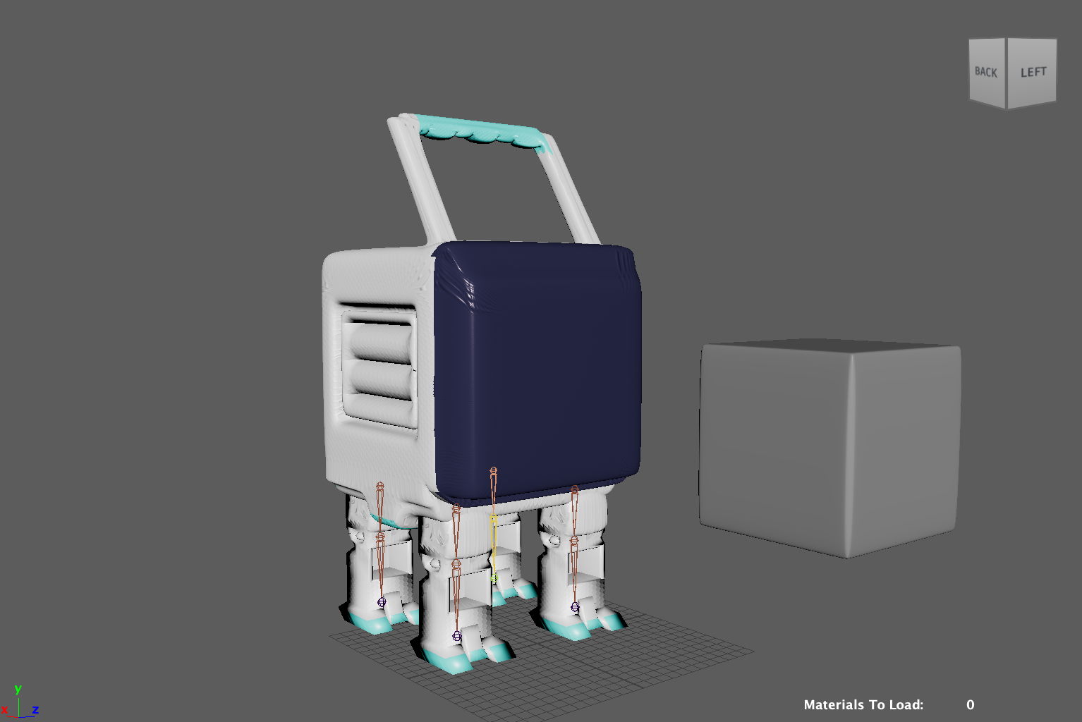 Walking cooler — rigged with leg and toe controls